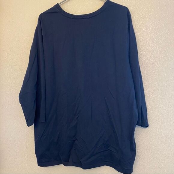 Lands End v neck cotton navy blue 3/4 sleeve top plus size tunic 2X - Picture 2 of 7